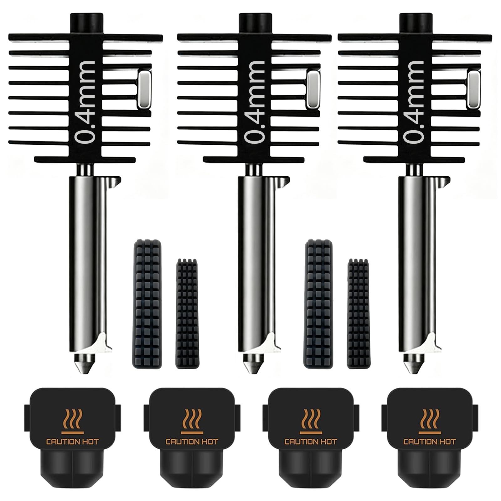 3 Pack Hotend Kit for Bambu Lab A1/A1 Mini/A2L 0.4mm Hardened Steel Nozzle