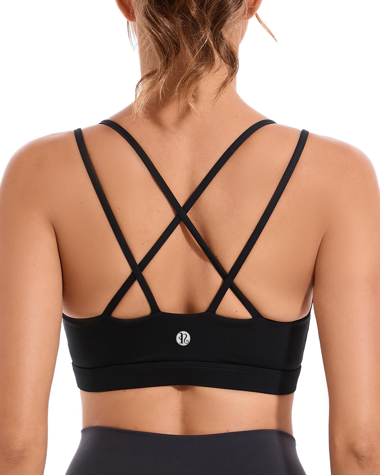 RUNNING GIRL High Impact Sports Bras for Women - Scoop Neck Strappy Sports Bra High Support Moulded Cup Workout Bra