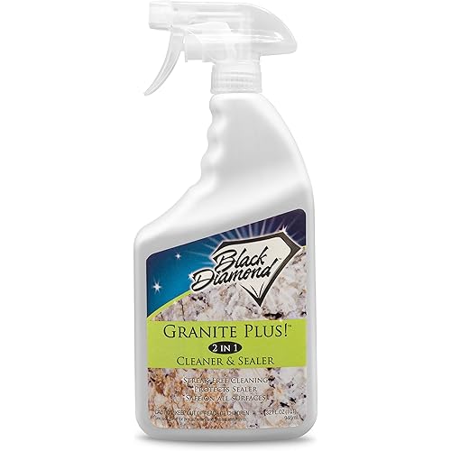 Black Diamond Stoneworks GRANITE PLUS! 2 in 1 Cleaner & Sealer for Granite, Marble, Travertine, Limestone, Ready to Use! (1-Quart)