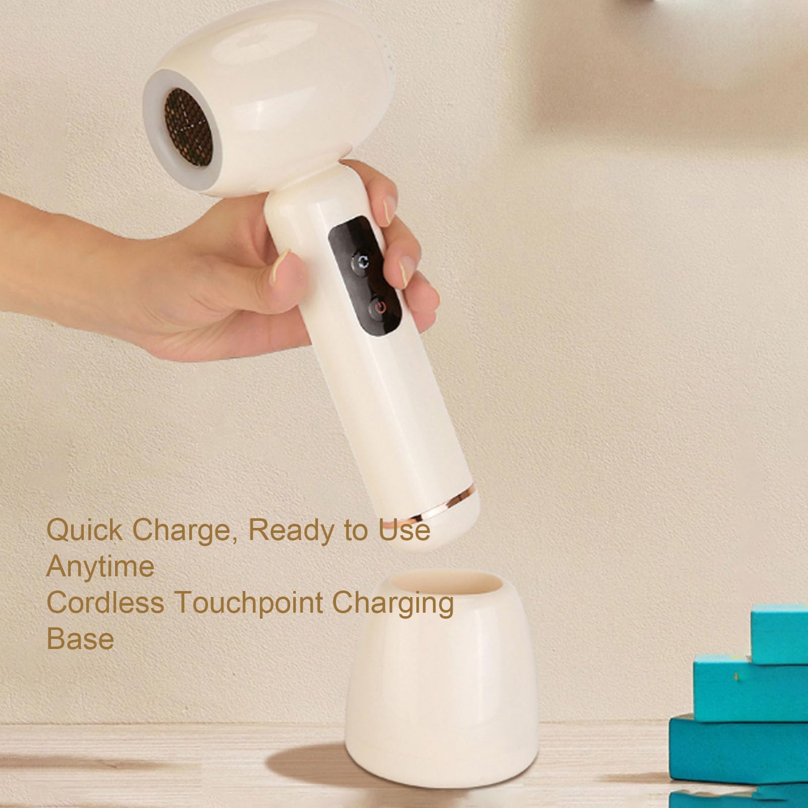 Zerodis Wiederaufladbarer Baby-Haartrockner aus ABS-Material mit Sanftem Luftstrom, Konstanter Temperaturregelung und Kompaktem Design für die Haarpflege von Säuglingen und den Einsatz (Beige)