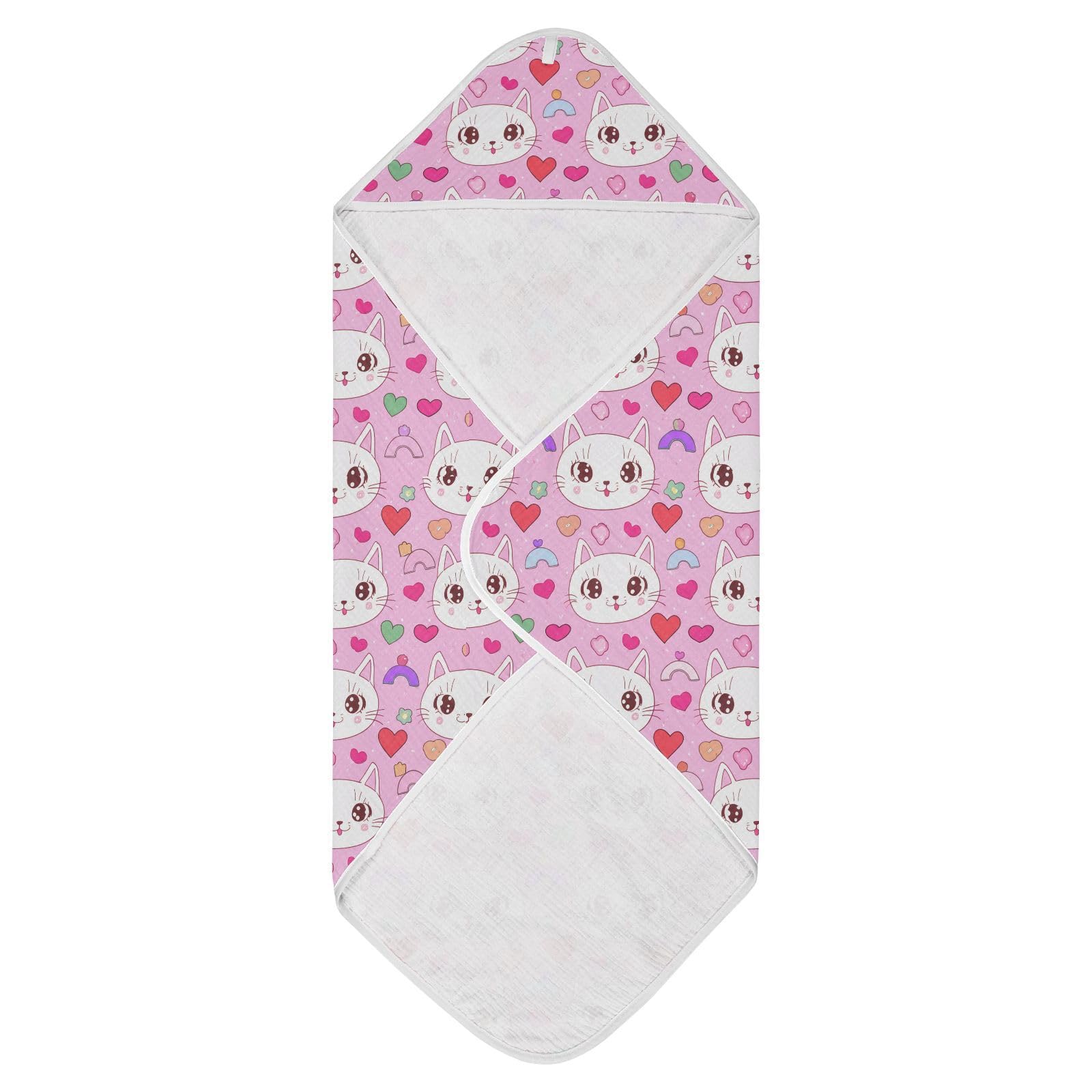 Msyxl Cat Faces Hooded Towel - Ultra Soft & Absorbent Muslin Cotton Bath Towel for Babies, Toddlers, Newborn - Boys & Girls Essential 30