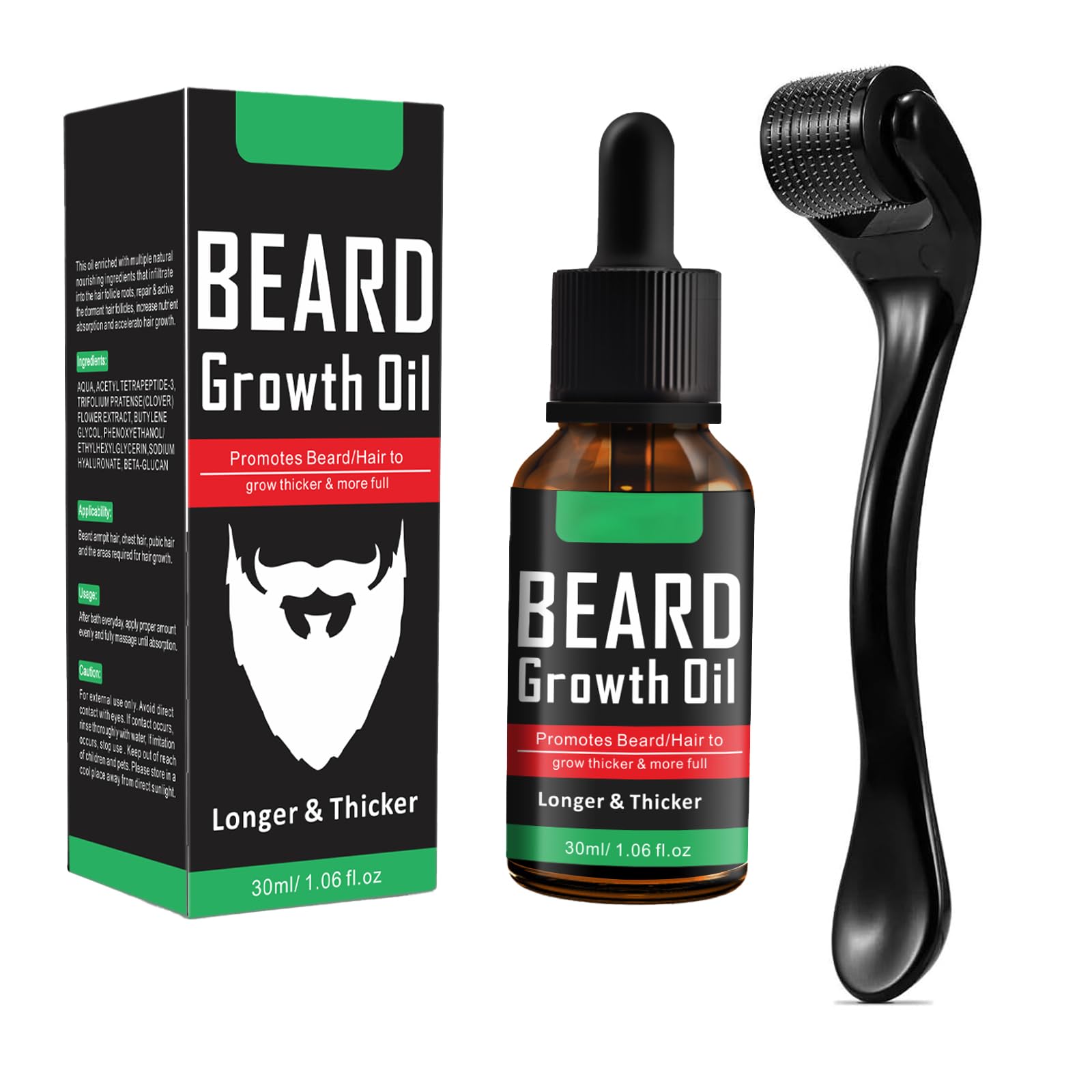 Aceites Para Barba,Combinación De 30ml Aceite Barba y Dermaroller De Microagujas De 0,5 Mm,Aceite Suavizante y Nutritivo,Crecimiento De la Barba,Ideal Para el Cuidado Barba Hombre