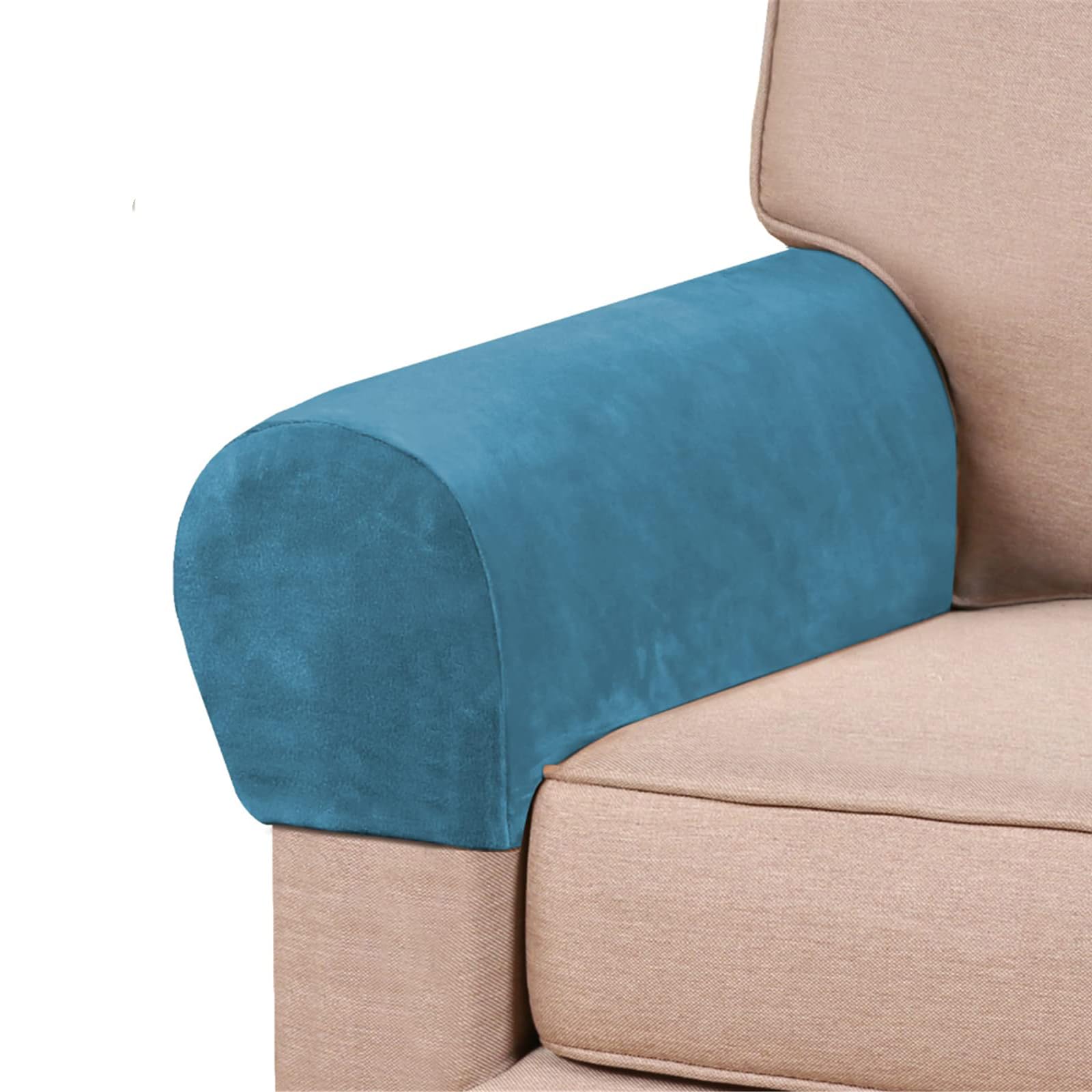 Armrest Chair Covers,Velvet Sofa Armrest Covers,Thickened Anti-Slip Armchair Covers for Arms,Covers for Sofas and Armchairs (Peacock Blue, 4PCS)