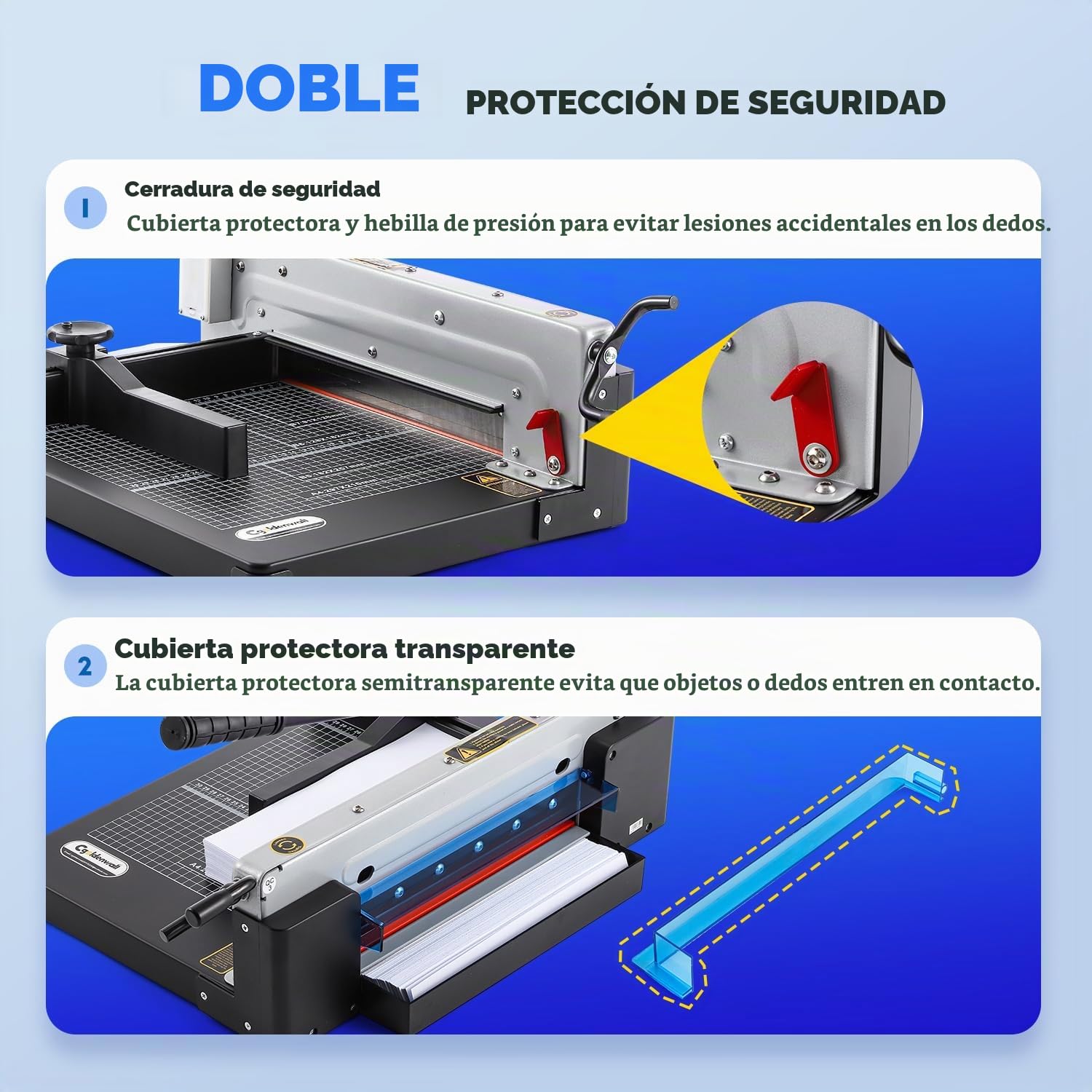 CGOLDENWALL Guillotina de Papel Profesional A4, Corte para 400 Hojas | Posicionamiento mediante Línea Roja, Cuchilla HSS para 4 cm de Grosor de Corte Máx., para Oficina, Producción, Cuero y Tela
