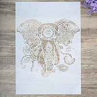 Vista 1 de Plantilla decorativa de elefante para pintar en paredes, muebles y manualidades (tamaño A3)