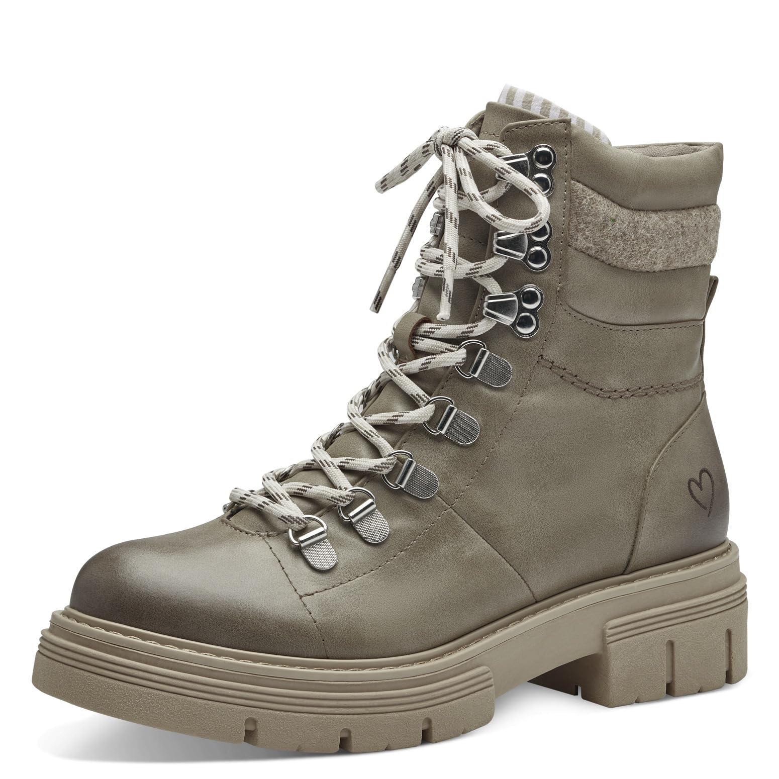 MARCO TOZZI Women's 2-25780-41 Lace Boot Flat, Stone Comb, 3.5