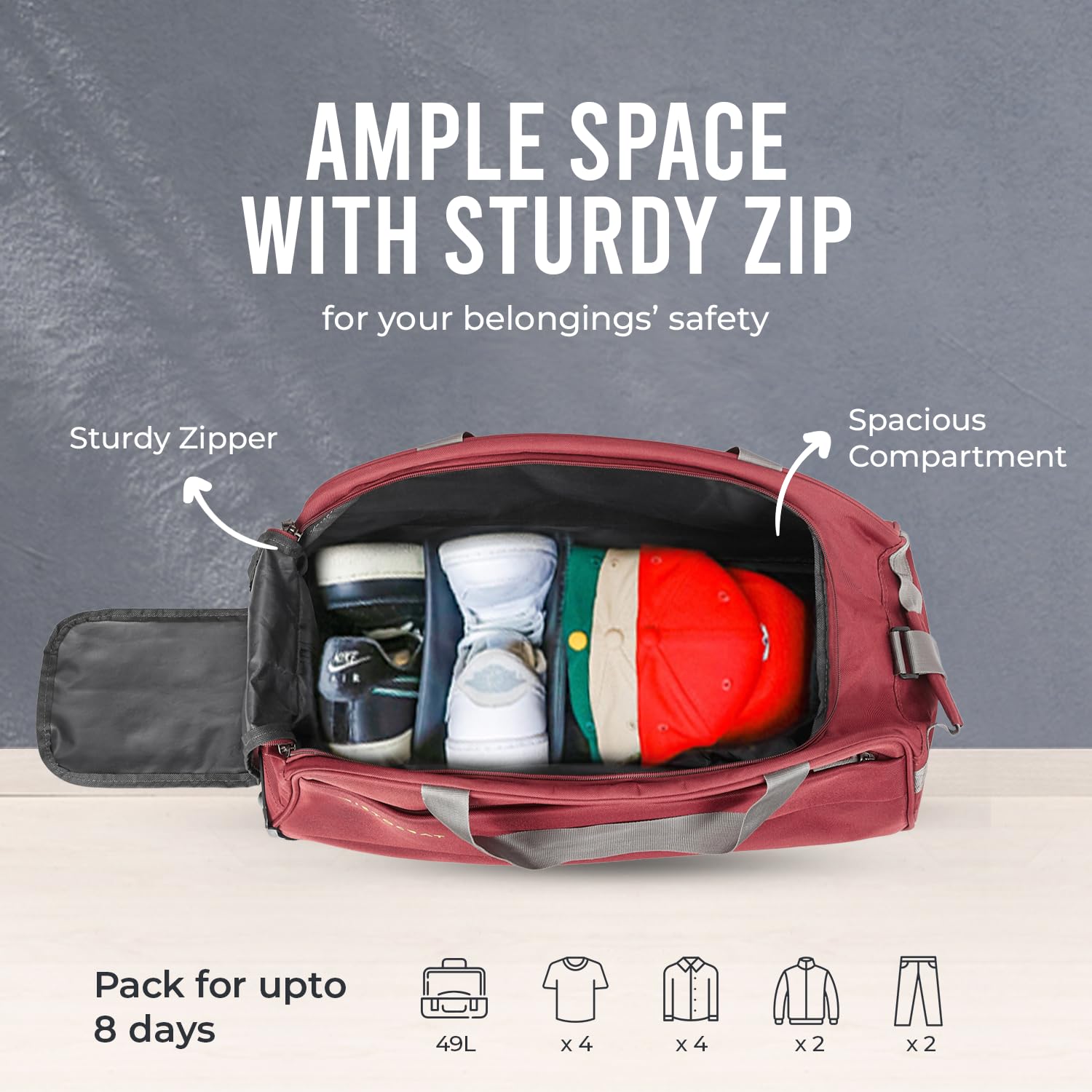Aristocrat Polyester 63 cms Red Travel Duffle (Rookie) 4