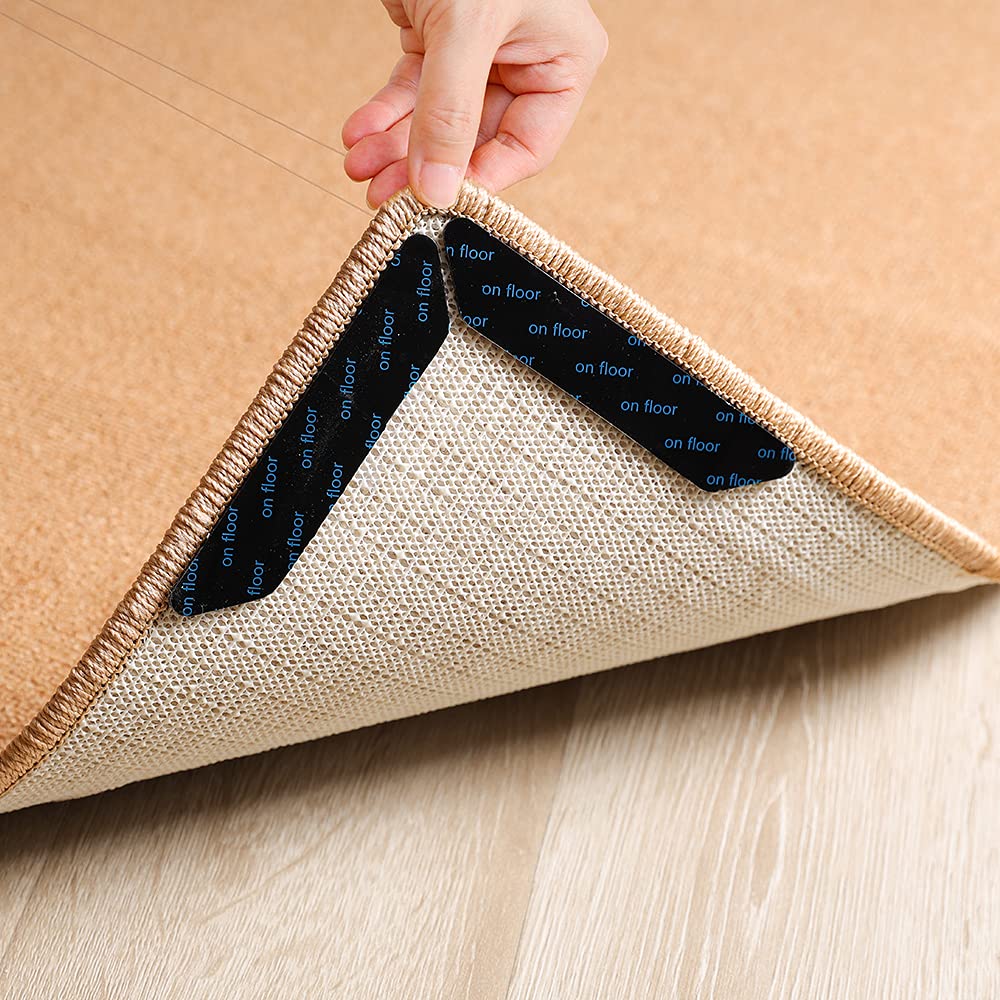 GM-core Rug Gripper,32 Pieces Washable and Reusable Prevent Curling and Sliding Works Perfect with All Types of Floor Keeps Your Rug Flat Forever(Black)