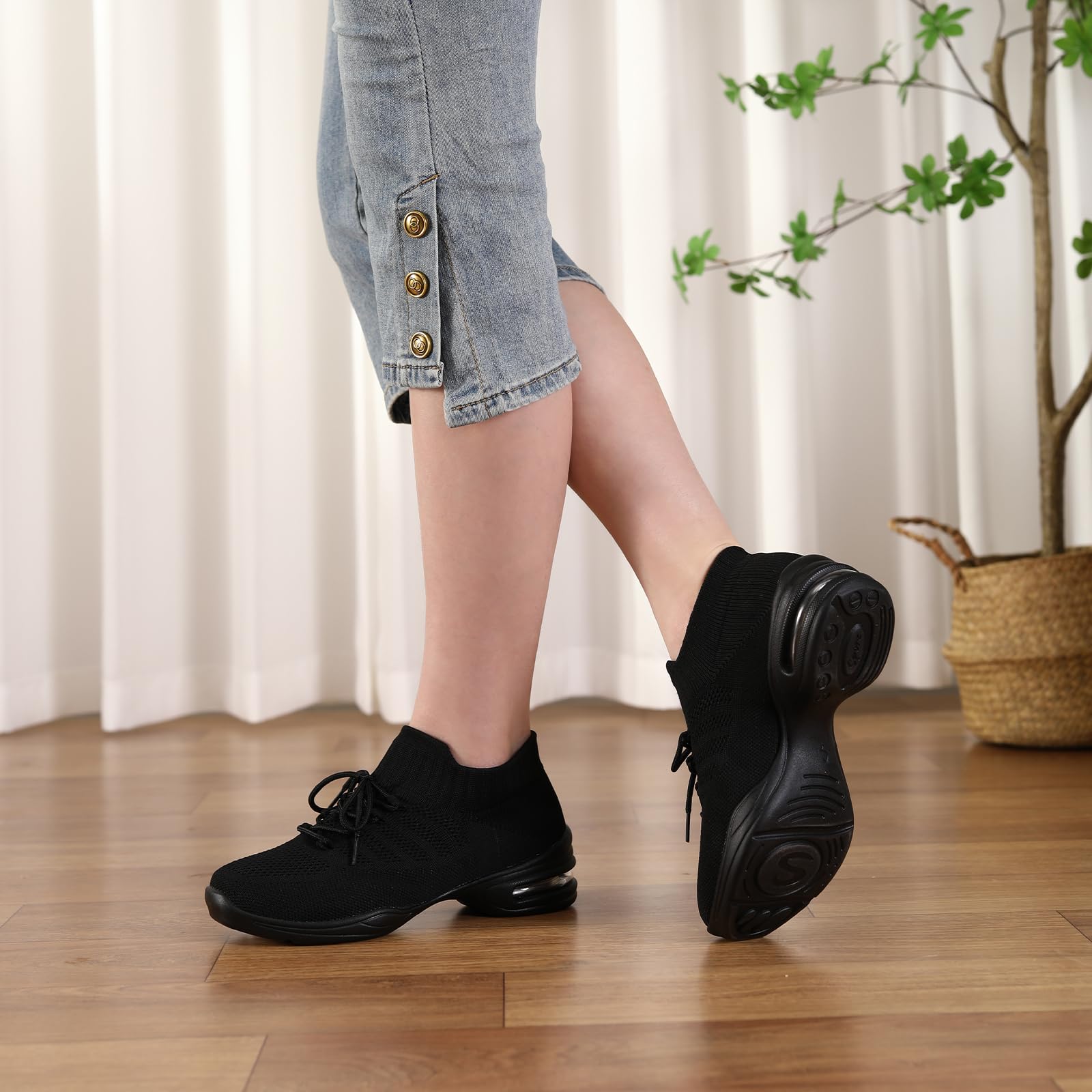 Zapatillas de baile deportivas para mujer, zapatillas de entrenamiento, caminar, bailar, hip-hop, jazz transpirables, ligeras