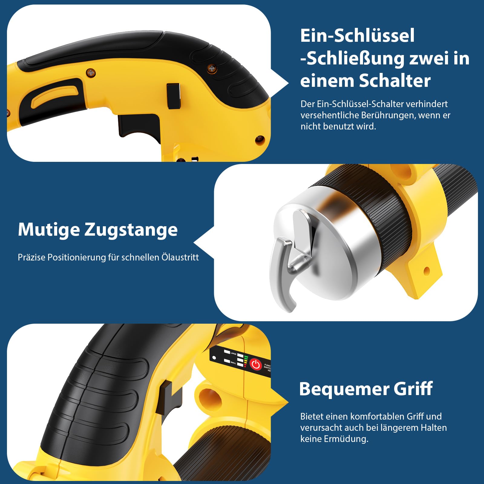 18V Akku-Fettpresse, Elektrische Fettpresse Kit mit 2 Batterien und Ladegerät, 8000 PSI Bürstenloser Motor, 18V 5500mAh Li-Ion Akku Fettpresse von Fahrzeugen und Maschine