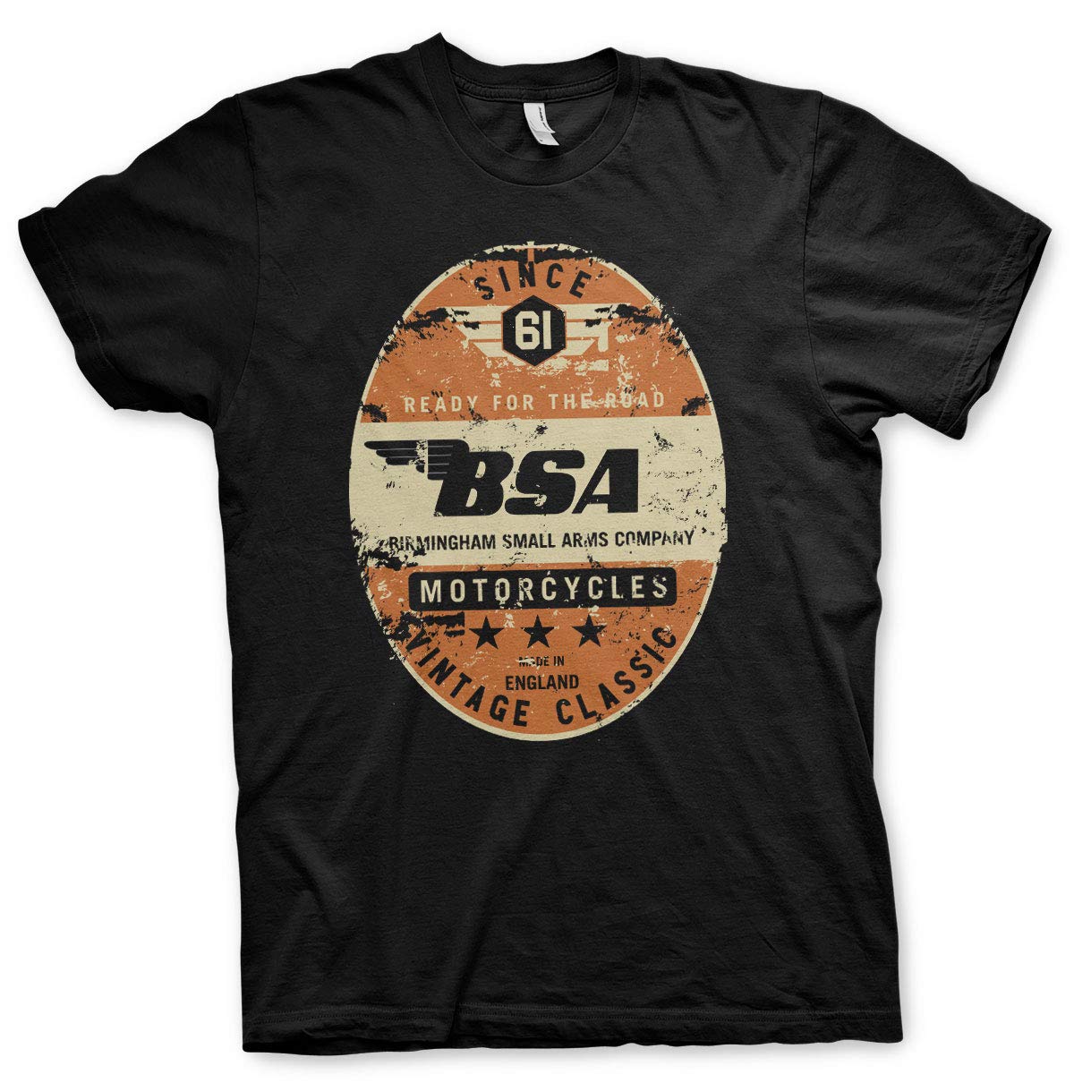 BSA Officially Licensed - Birmingham Small Arms Co. Mens T-Shirt (Black), Medium