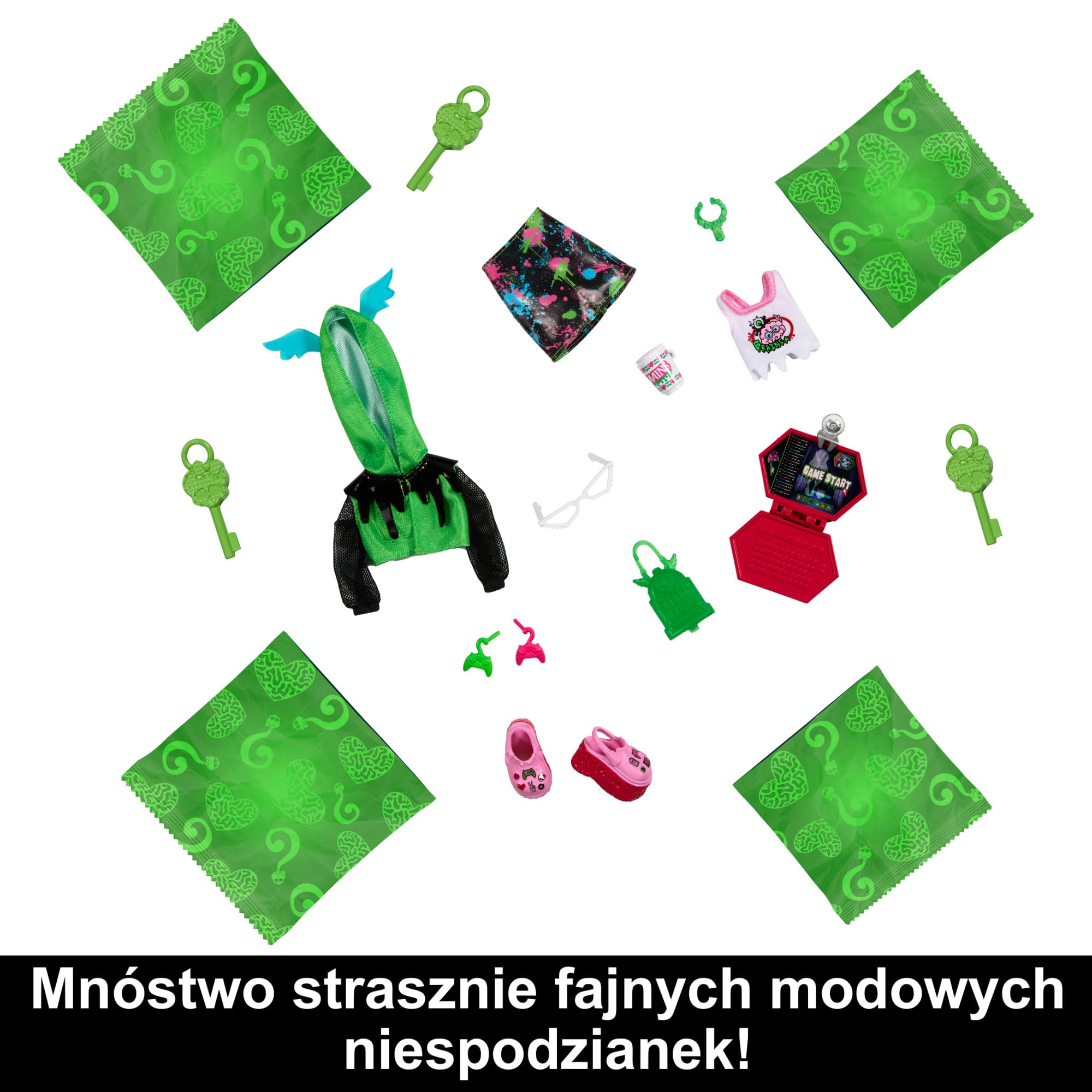 Monster High Staszysekrety Ghoulia Yelps Seria 3 Neonowa Zestaw zawiera lalkę, wyjątkową szafkę + kilkanaście niespodzianek, HNF81