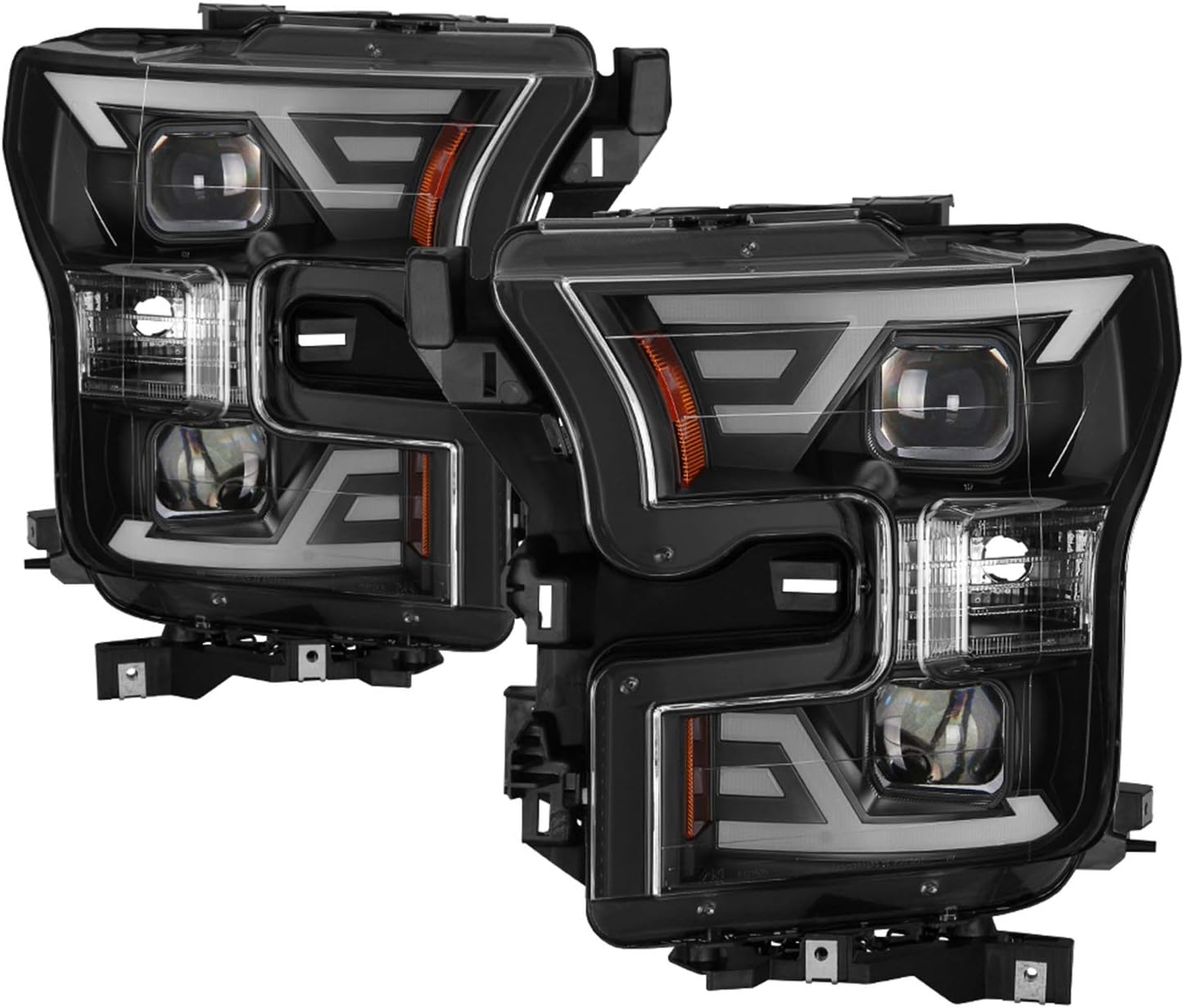 Spec-D Tuning Black Housing Headlights For 2015-2017 Ford F150 - Left & Right Pair, Direct Replacement