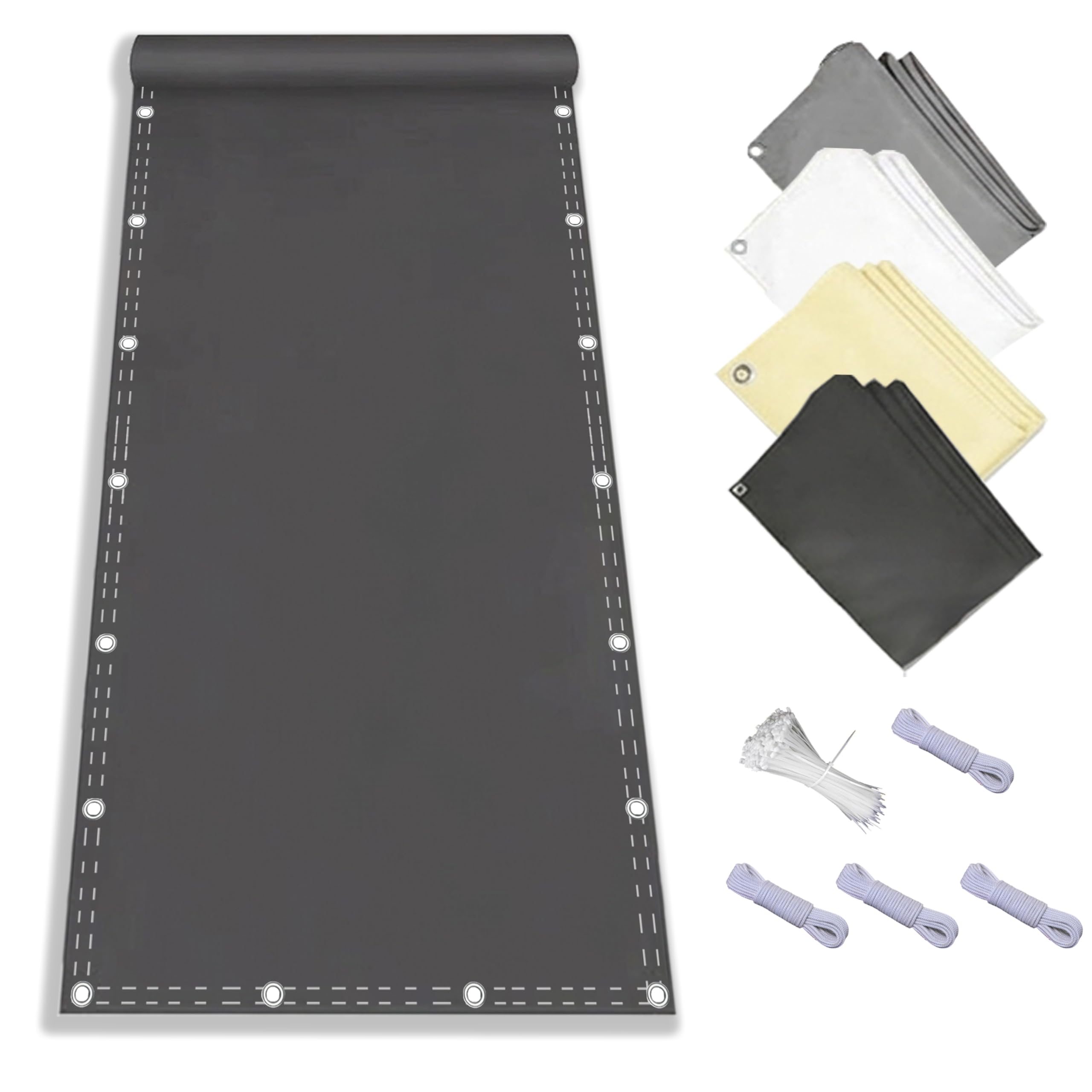 Voile d'ombrage Carré/Rectangulaire1.2x4.8m Imperméable Toile Ombrage avec œillets Rustfrítt stál Protection UV à 95% pour Patio Jardin Terrasse Extérieur, Balcon et pergola - Gris Foncé