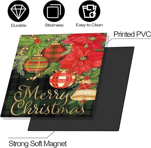 Miniatura 5 de Cubierta magnética para lavavajillas, diseño de flores rojas para cocina, decoración de campanas de Navidad, calcomanía de Navidad de granja,