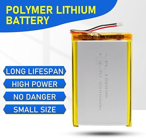 Miniatura 4 de 126090 3.7V Lipo Batería 8000mAh 126090 Batería recargable de polímero de litio con conector JST PH2.0.000 in para dispositivo electrónico