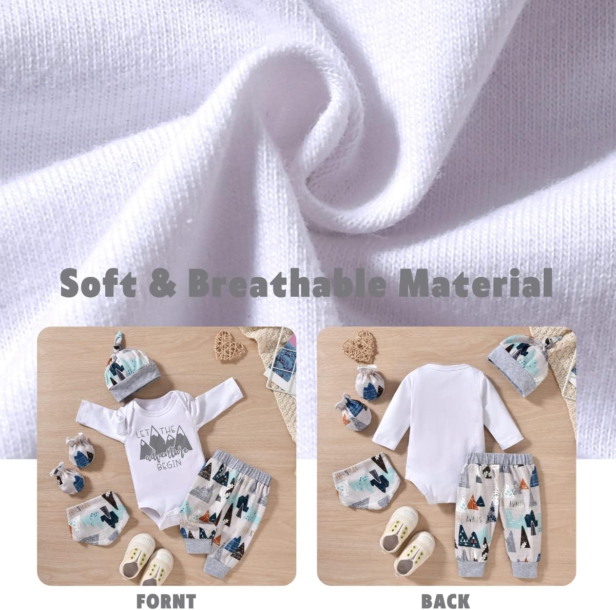 Aalizzwell Newborn Baby Boy Long Sleeve Outfit for Fall Winter - Image 5