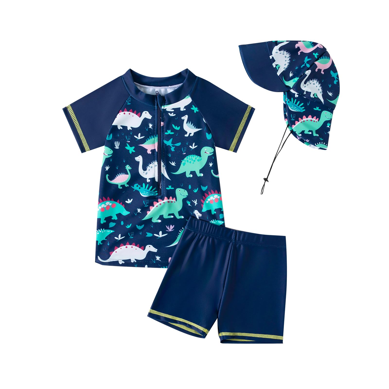 Traje de baño infantil con protección UV, diseño de dinosaurio