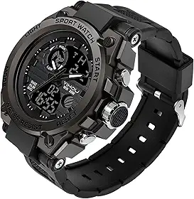 Relógio de pulso masculino Yihou tático militar para esportes ao ar livre, eletrônico, cronômetro de LED, à prova d'água, analógico, digital