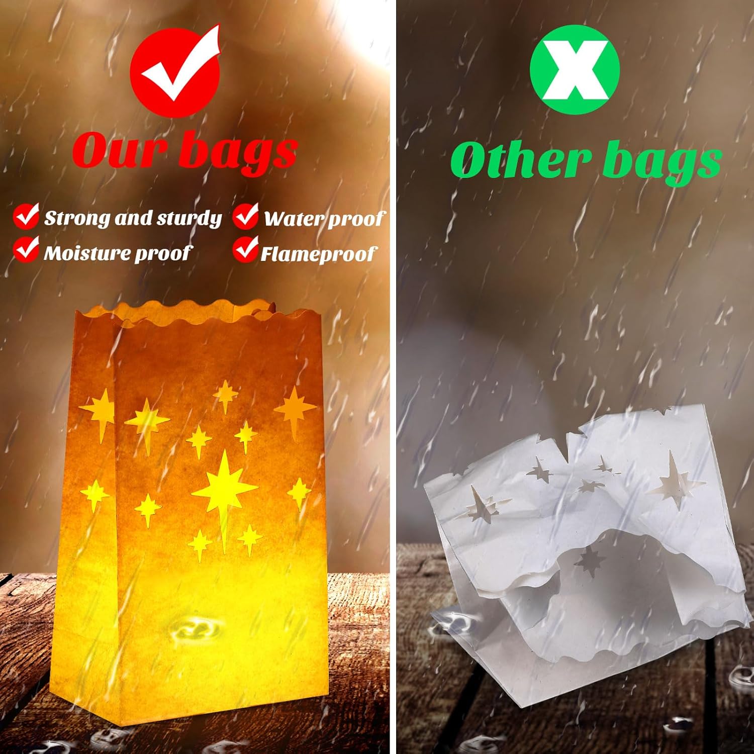 Harloon 300 Pcs Ramadan White Luminaries Bags Bulk Christmas Ramadan Light Decor Flame Resistant Candle Paper Bags 10.24 x 5.91 x 3.54 Luminary Bags for Wedding Party Decoration(Polygonal Star)