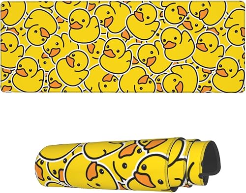 Alfombrilla de mouse grande amarilla con diseño de patito para juegos, tapete de mouse extendido para teclado, alfombrilla de escritorio, borde