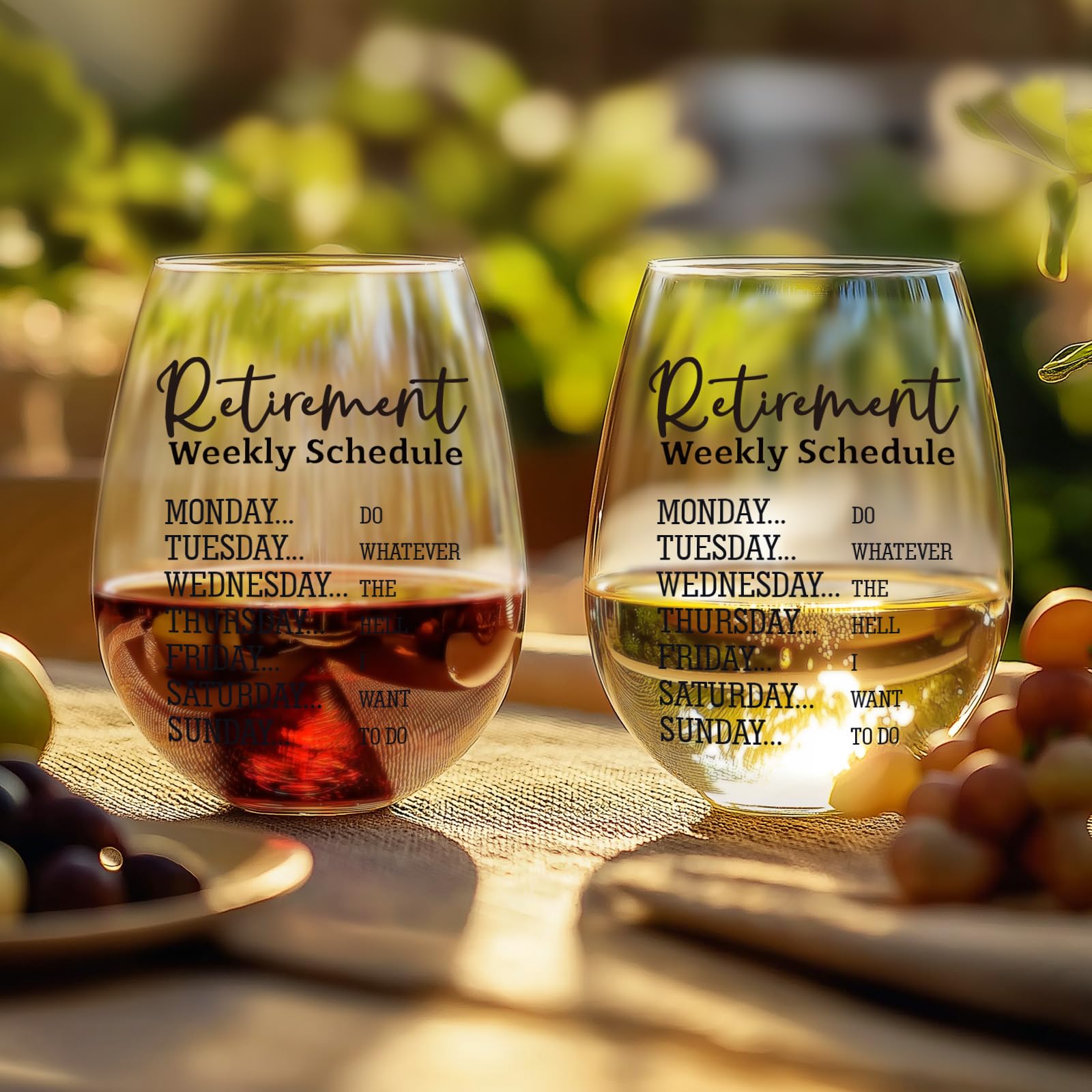 LITTLEBIGGER Retirement Gift for Woman – 15 Oz Wine Glass, Dishwasher Safe, Scratch-Resistant, Funny Weekly Schedule, Retirement Gifts for Women, Men, Mom, Aunt, Friend, or Coworkers