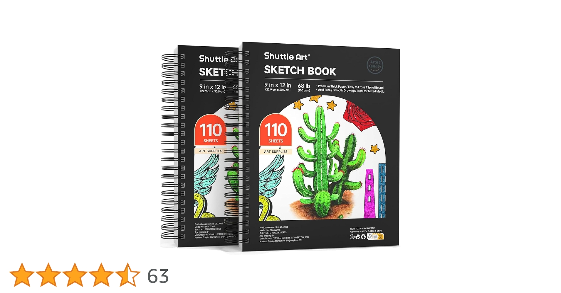 Amazon.co.jp: Shuttle Art スケッチブック 110枚 2冊セット