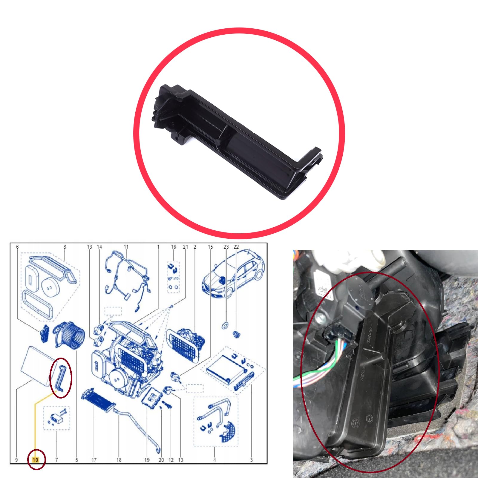 ESC Auto Parts ESP1183 - Tappo di copertura per filtro antipolvere per abitacolo, compatibile con Renault Megane Scenic MK4 Kangoo MK3 Talisman Kadjar Espace MK5 272764273R