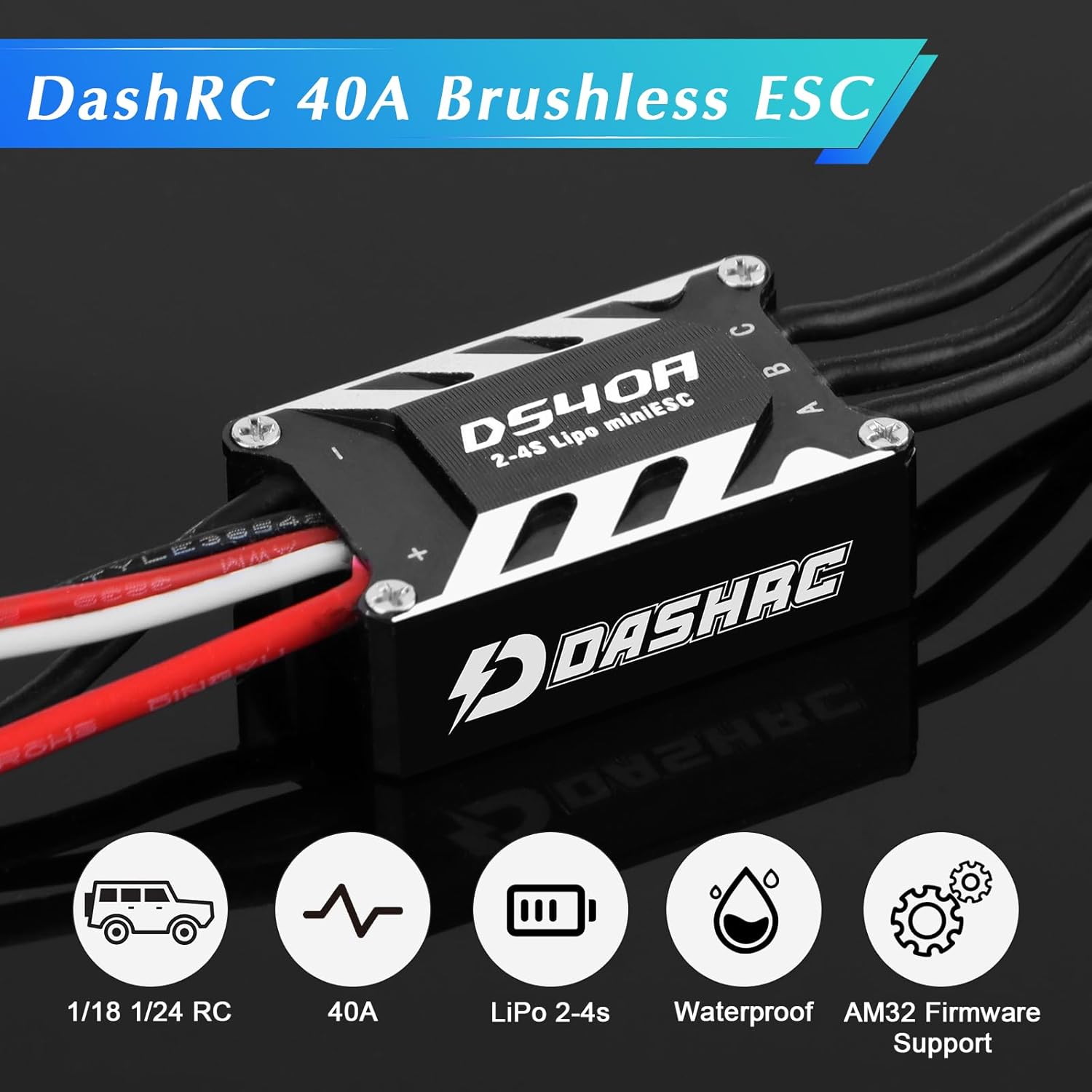 2204 2500KV Brushless Outrunner Motor with 40A ESC & Mount Upgrade Kit for Axial SCX24 1/24 RC Crawlers