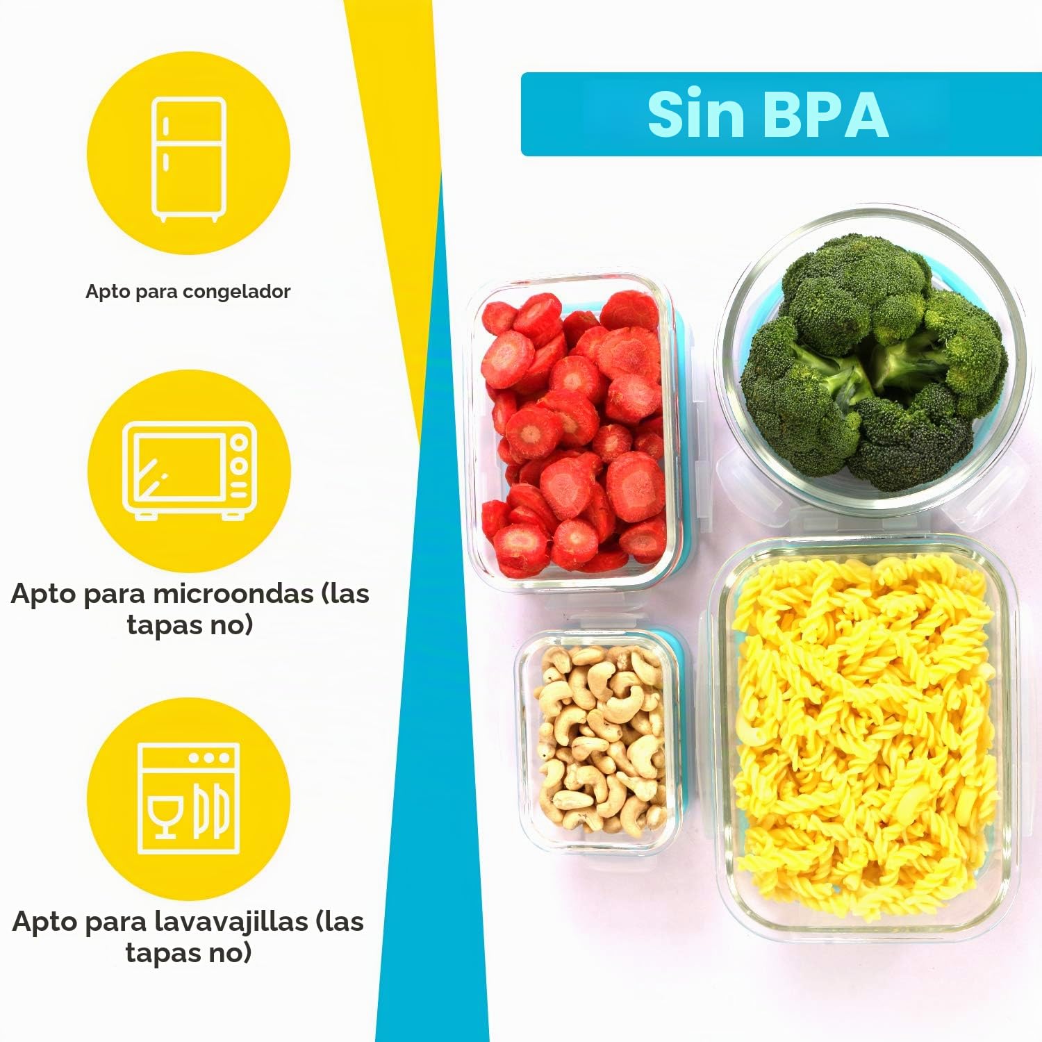 Utopia Kitchen - Fiambreras de cristal (18 unidades, 9 recipientes + 9 tapas), tapa transparente, sin BPA, para cocina o restaurante