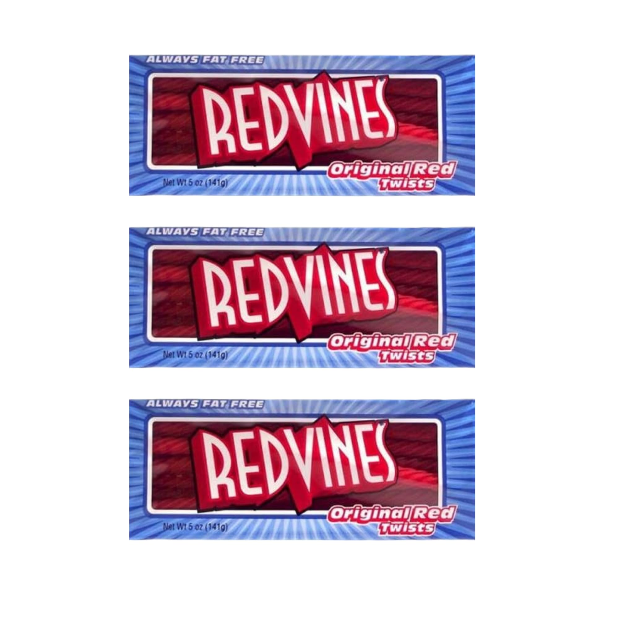 Red Vines Original Red Twists 5 oz, 141g, 3 Pack, Red Liquorice Red Sweets Liquorice Sticks Retro Sweets Liquorice Sweets Liquorice Sticks Candy Sticks Sweets Bulk Sweet Cart Gummy Sweets (Pack of 3)