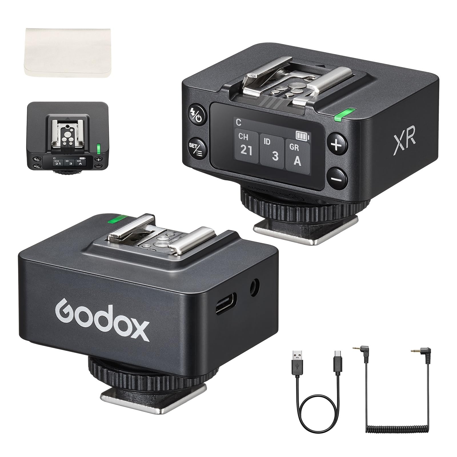 Godox XR XR-C/N Receptor TTL Inalámbrico para Flash Canon/Nikon, Control Remoto de Obturador vía X3Pro, Alcance 100m, Batería 1270mAh, Pantalla Color de 0.96 Pulgadas para Flash de Cámara Canon/Nikon