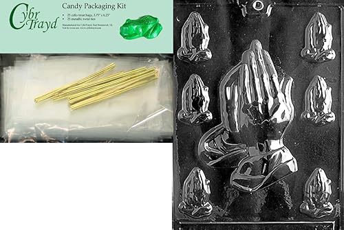 Cybrtrayd Surtido de moldes de caramelo de chocolate con paquete de embalaje de chocolate, incluye 25 bolsas de violonchelo, 25 lazos dorados e