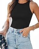 Tank Top Body Suits Women Sexy Crew Neck Racerback Halter Ribbed Sleeveless Bodysuit for Women