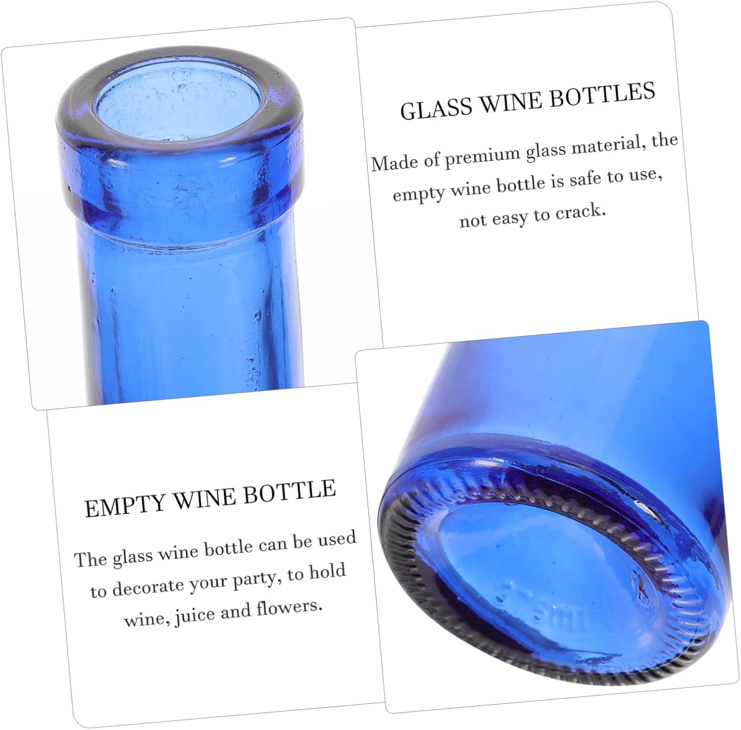 LABRIMP 2pcs Glass Wine Bottles for Crafts Home Decor and Party Use Empty Wine Bottles for Juice Flowers and Beverage Storage