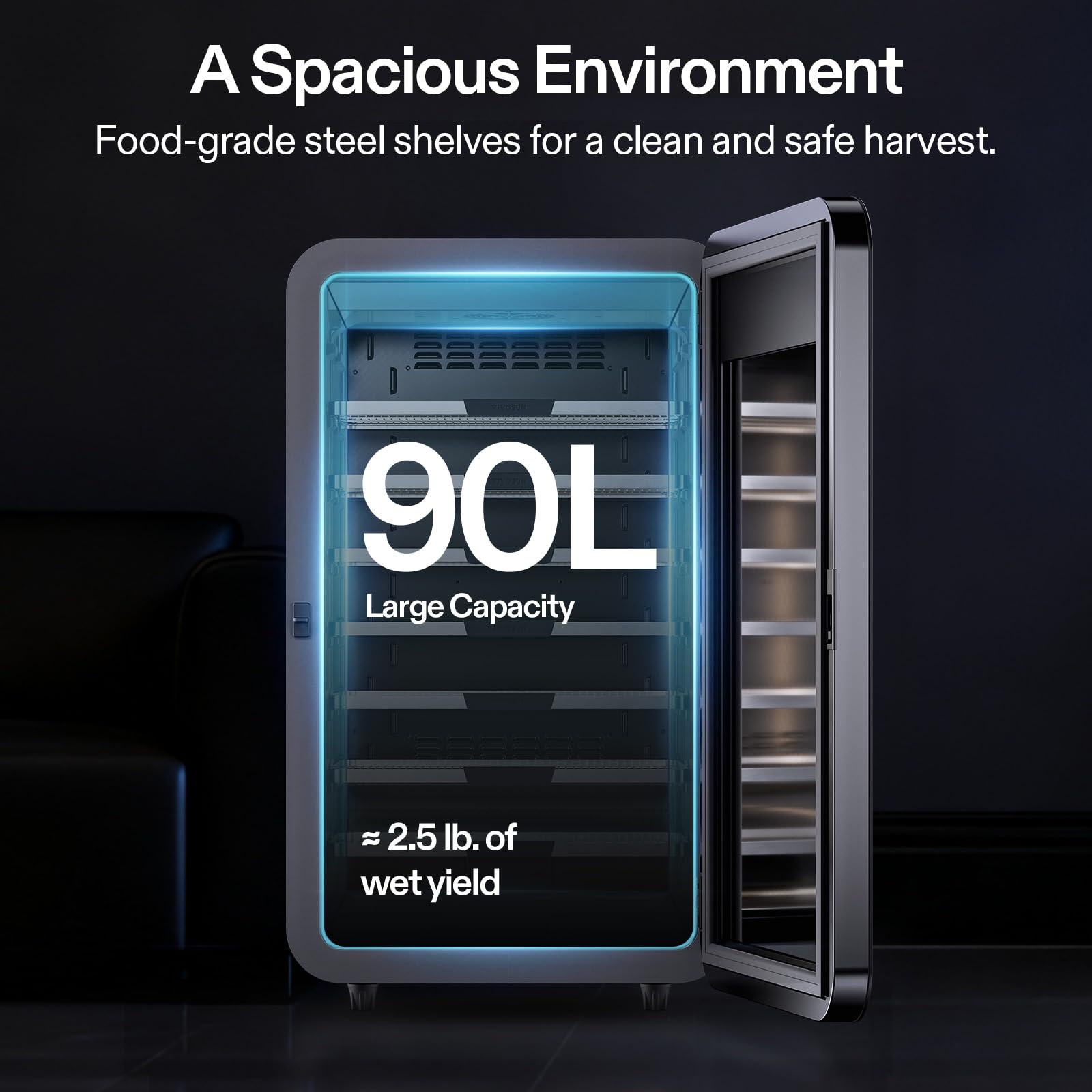 VIVOSUN Smart Post-Harvest Box, armario seco automático con control de temperatura y humedad, caja de almacenamiento con control de aplicación, programas individuales