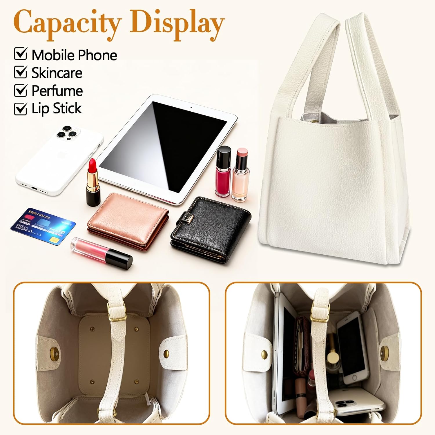 Bucket Bags for Women Vegan Leather Mini Bucket Purses Crossbody Bucket Handbag with Removable Shoulder Strap - Image 4