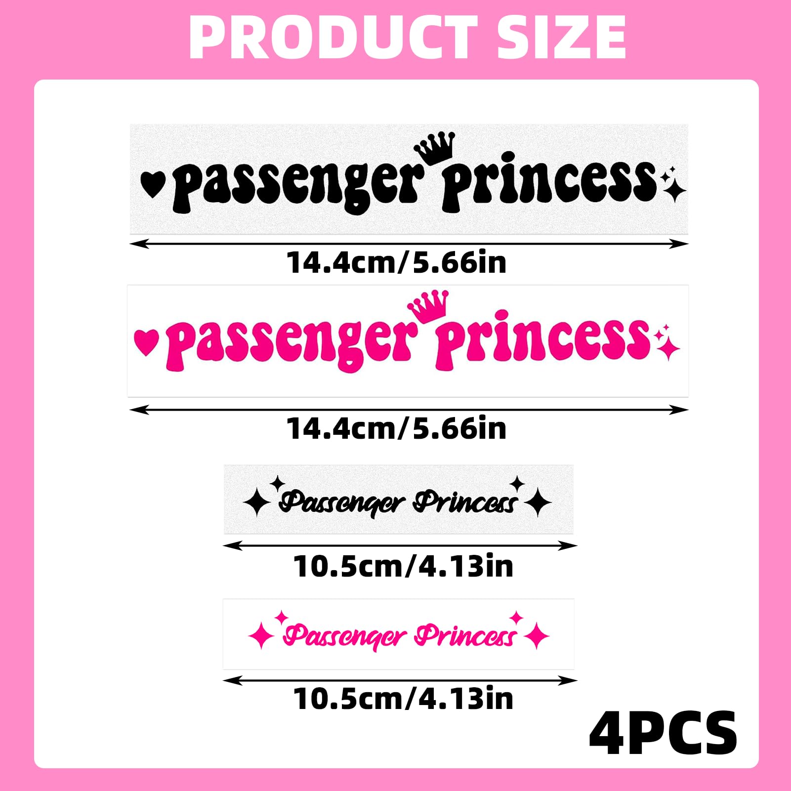 Adesivi Passenger Princess Per Auto - 4 Pezzi Decorativi Per Finestrini - Design Corona E Stelle - Foto 13