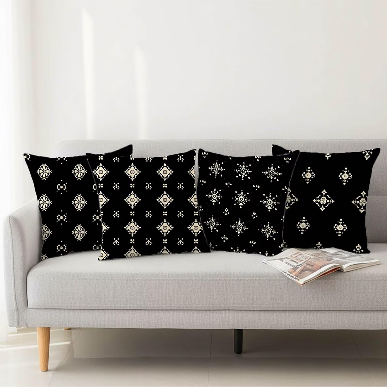 Kissenbezug 65x65 Outdoor Kissenbezug 65x65CM Doppelseitiger Druck Modern Deko Sofakissen Bezug Schwarz Quadrat Kopfkissen Bezug für Frühling Sofa Bett Zimmer Deko, Geschenke für Frauen (Samt) BZ17775