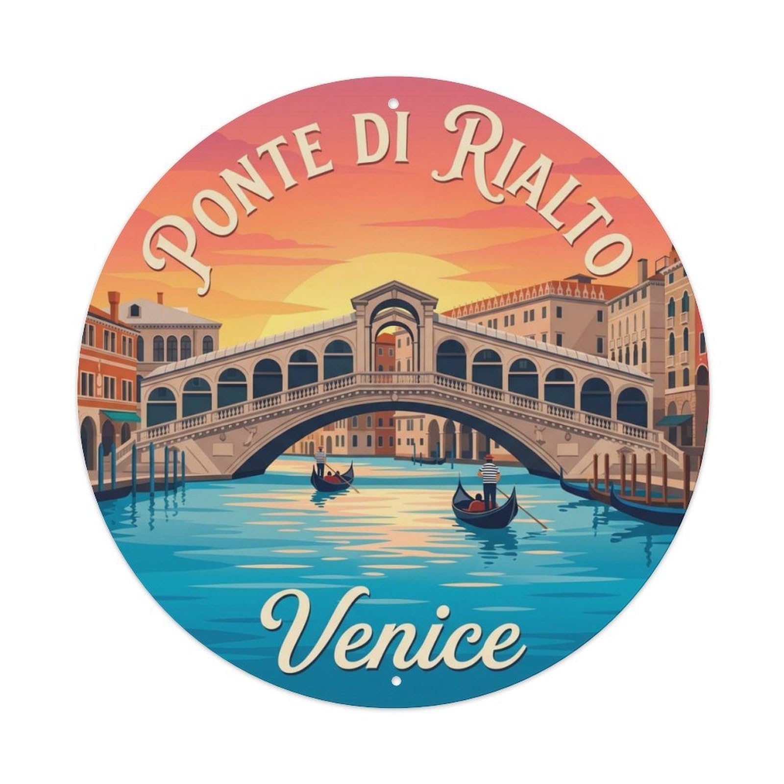 Fqnyr Style Vintage Travel Rialto Bridge Venezia Metal Tin Sign