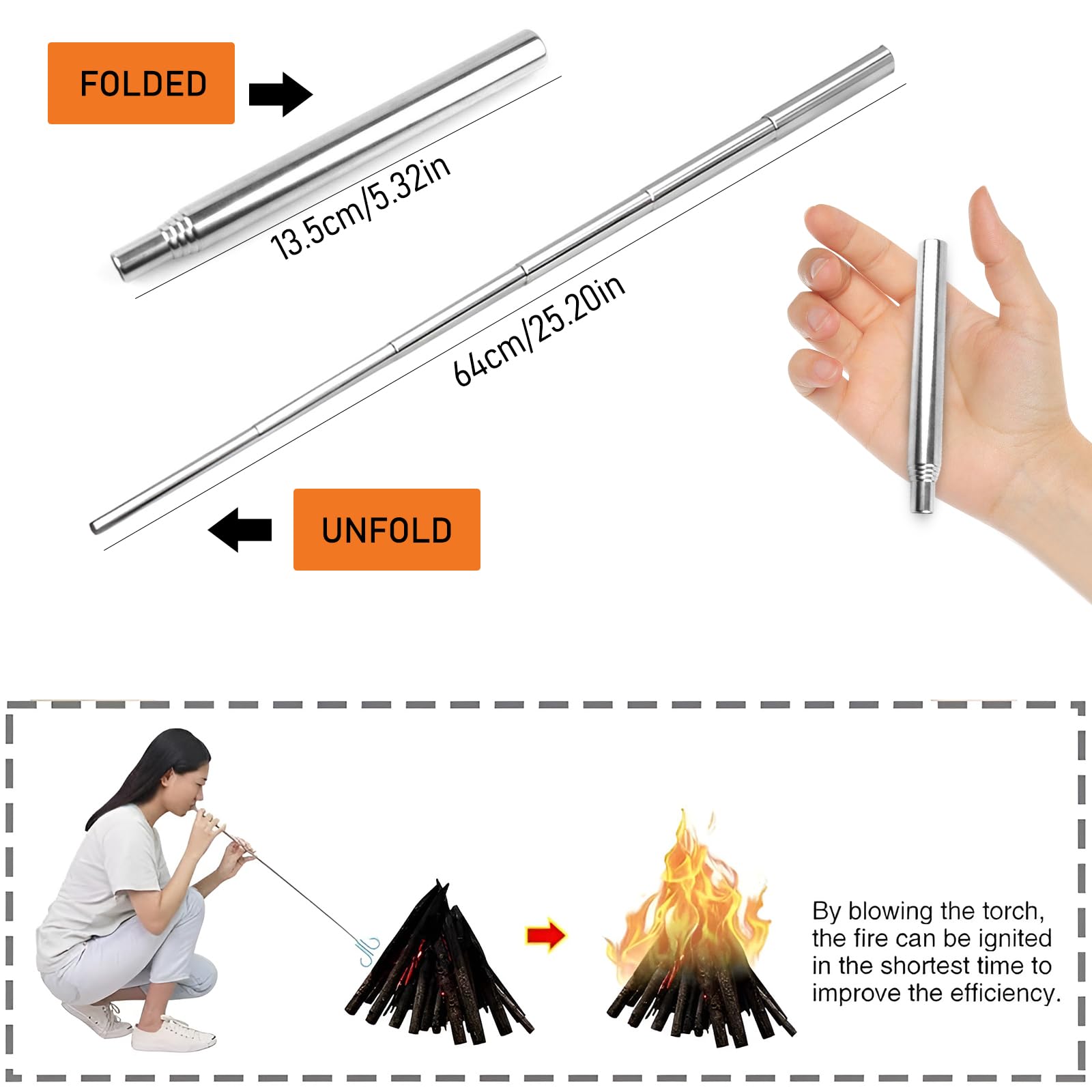 Mini Griglia in Acciaio Inox, Barbecue Portatile, Barbecue da Viaggio/Campeggio, Leggero, Robusto, Compatto, Mini BBQ è Adatto a 1 o 2 Persone, e Ha un Blow Fire Tube, Barbecue da Campeggio