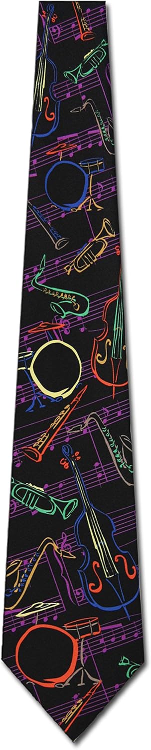 Three Rooker Jazz Instruments Tie Mens Music Neckties