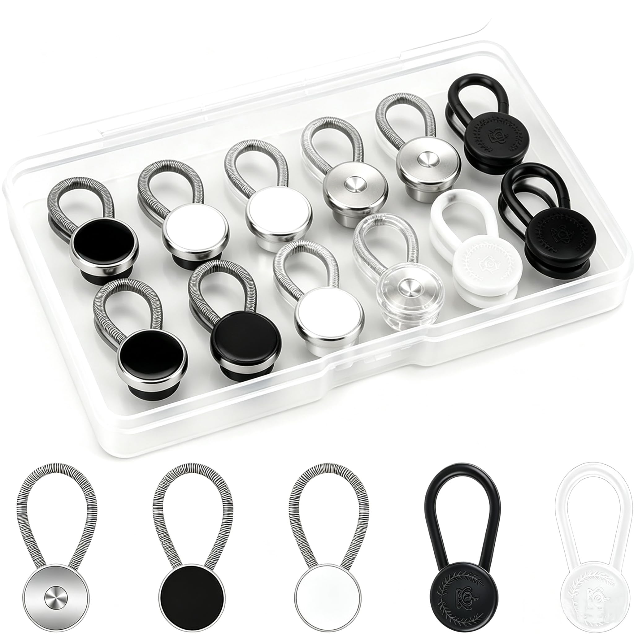 20pcs Collar Extenders, Button Neck Extenders for Dress Shirts, 5 Styles