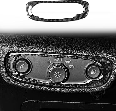 Headlight Switch Trim Fit for Chevy Traverse 2018-2023 Type-A | for RS LT | Real Carbon Fiber | Accessories | Headlight Switch Control Button Frame Trim | Thick Overlay | Self-adhesive