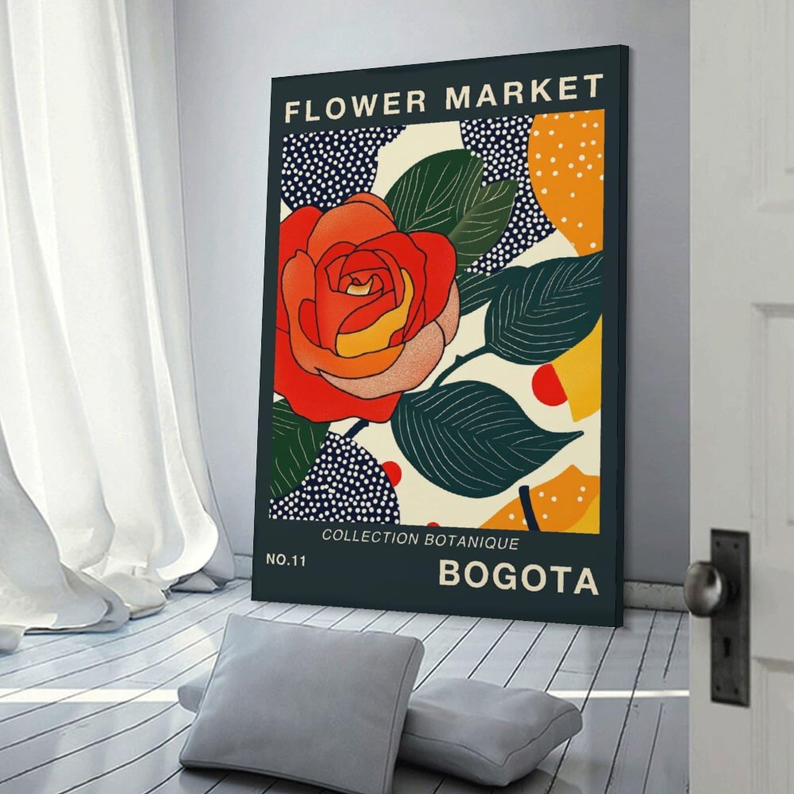 Junmoney Bogota Flower Market Poster Decorative Wall Artwork, 20x30inch(50x75cm), for Work Areas, Reading Rooms Or Studios, Wall Art That Adds Style to Work Areas