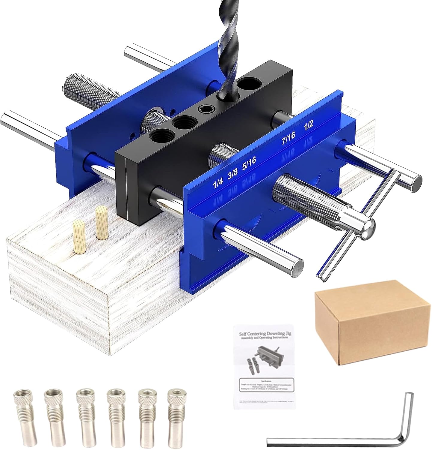 Upgraded Self Centering Dowel Jig Kit，Drill Jig for Straight Holes，With