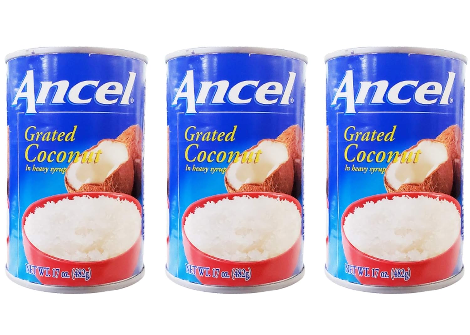 Ancel Grated Coconut Flakes in Heavy Syrup 17oz - Coco Rallado en Almibar (3 Pack)