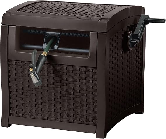 Suncast Hose Reel with Smart Trak Hose Guide, Water-Tight Connection, Durable Resin Construction, 225' Hose Capacity, Brown, Made in the USA
