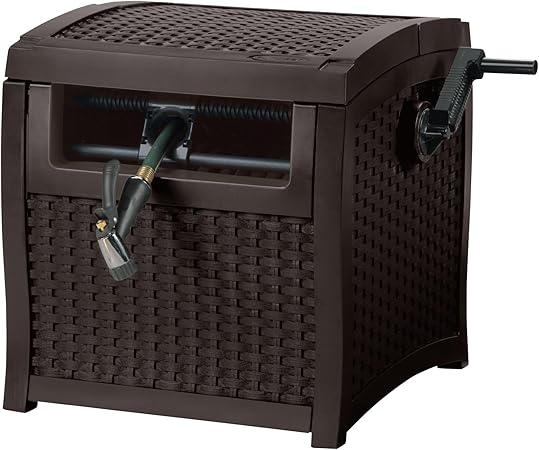 Suncast Hose Reel with Smart Trak Hose Guide, Water-Tight Connection, Durable Resin Construction, 225' Hose Capacity, Brown, Made in the USA