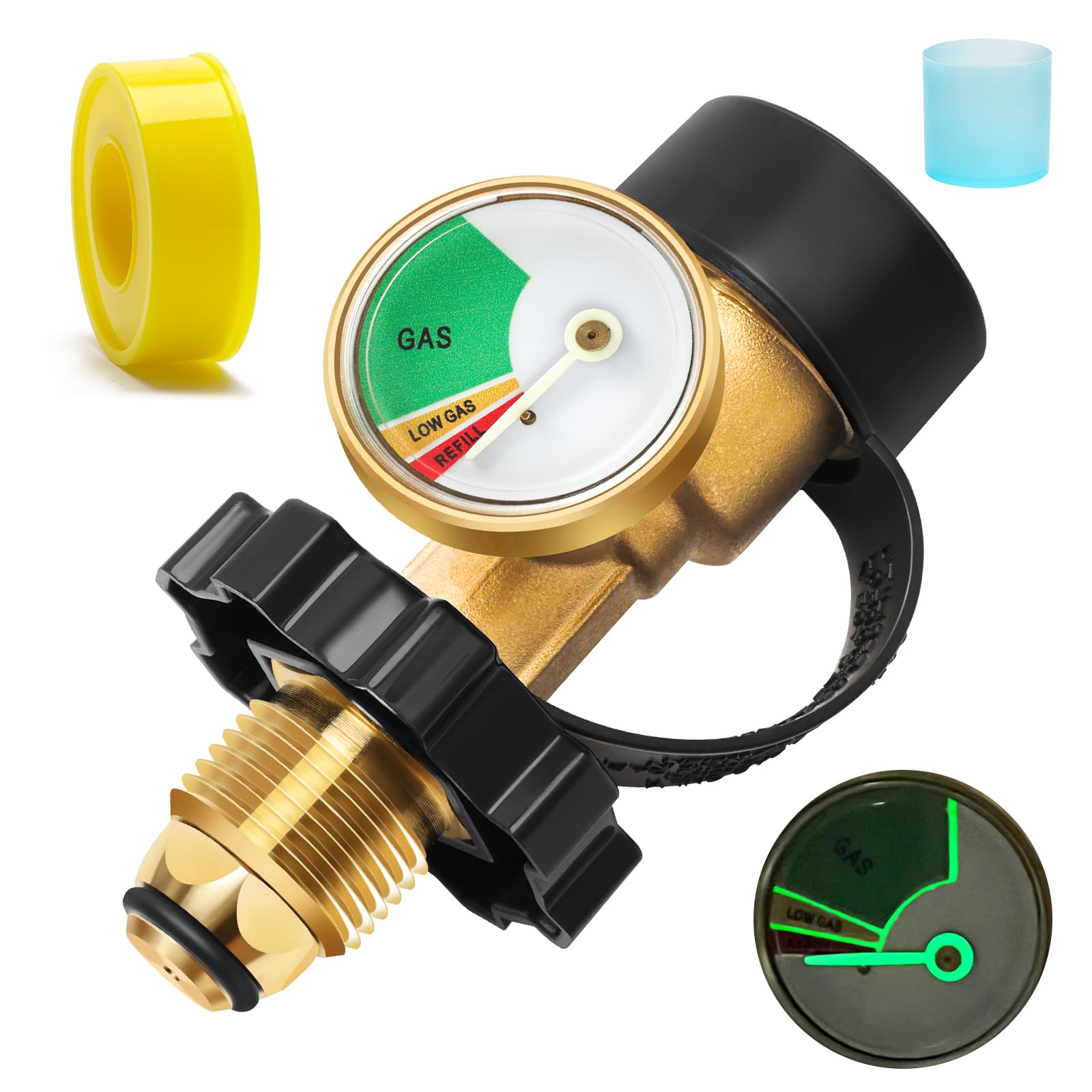Luxiv 100LB Propane Tank Adapter with Gauge